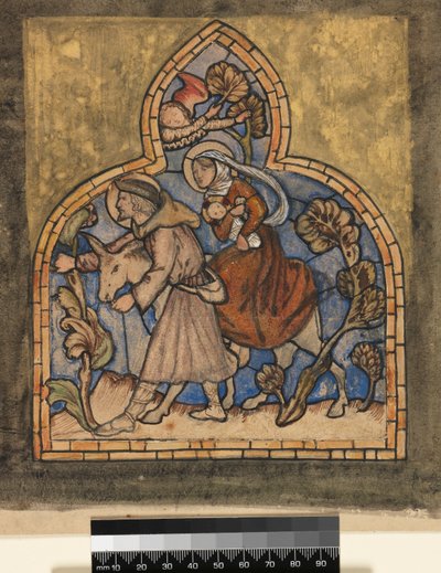 Die Flucht nach Ägypten, 1862, Entwurf für ein Buntglasfenster von Edward Burne Jones